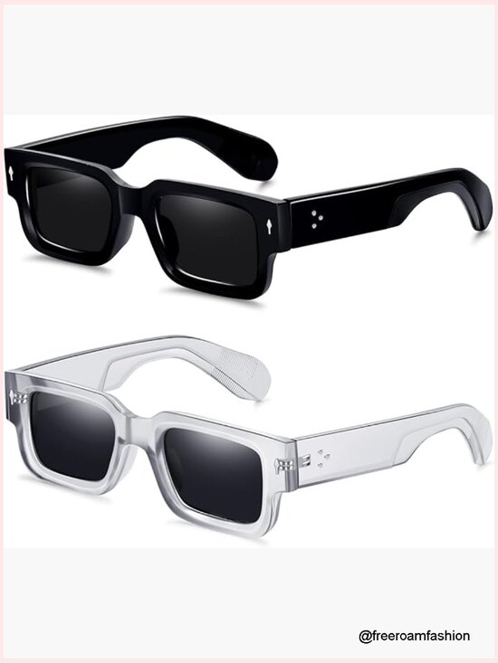 Chunky Square Frame Sunglasses for Women Men Trendy Rectangle UV400 Sun Shades